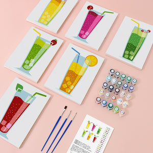 Peinture par numéros – Coffret de 6 toiles | Boissons Pétillantes aux Fruits