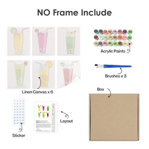 Peinture par numéros – Coffret de 6 toiles | Boissons Pétillantes aux Fruits