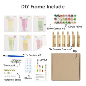 Peinture par numéros – Coffret de 6 toiles | Boissons Pétillantes aux Fruits