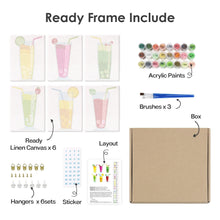 Charger l&#39;image dans la galerie, Peinture par numéros – Coffret de 6 toiles | Boissons Pétillantes aux Fruits