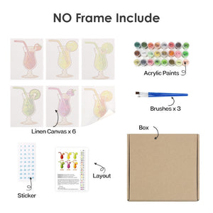 Peinture par numéros – Coffret de 6 toiles | Cocktails Fruités