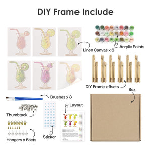 Peinture par numéros – Coffret de 6 toiles | Cocktails Fruités