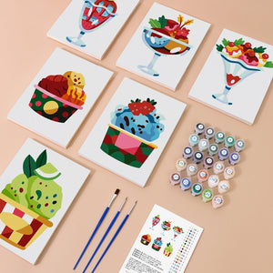 Peinture par numéros – Coffret de 6 toiles | Coupes Glacées