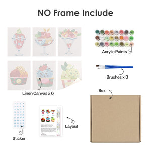 Peinture par numéros – Coffret de 6 toiles | Coupes Glacées