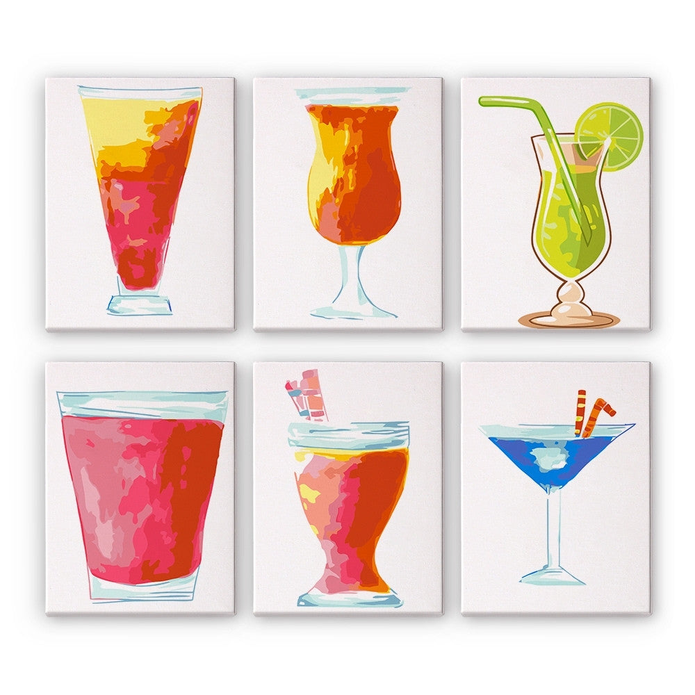 Peinture par numéros – Coffret de 6 toiles | Cocktails Colorés Figured'Art