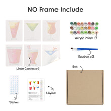 Charger l&#39;image dans la galerie, Peinture par numéros – Coffret de 6 toiles | Cocktails Colorés