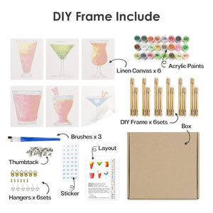 Peinture par numéros – Coffret de 6 toiles | Cocktails Colorés