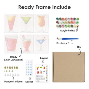Peinture par numéros – Coffret de 6 toiles | Cocktails Colorés