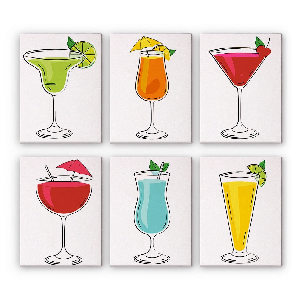 Peinture par numéros – Coffret de 6 toiles | Cocktails Classiques Figured'Art