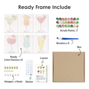 Peinture par numéros – Coffret de 6 toiles | Cocktails Classiques