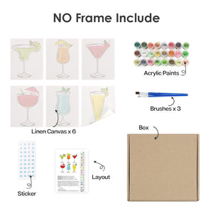 Peinture par numéros – Coffret de 6 toiles | Cocktails Classiques