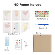 Charger l&#39;image dans la galerie, Peinture par numéros – Coffret de 6 toiles | Cocktails Classiques