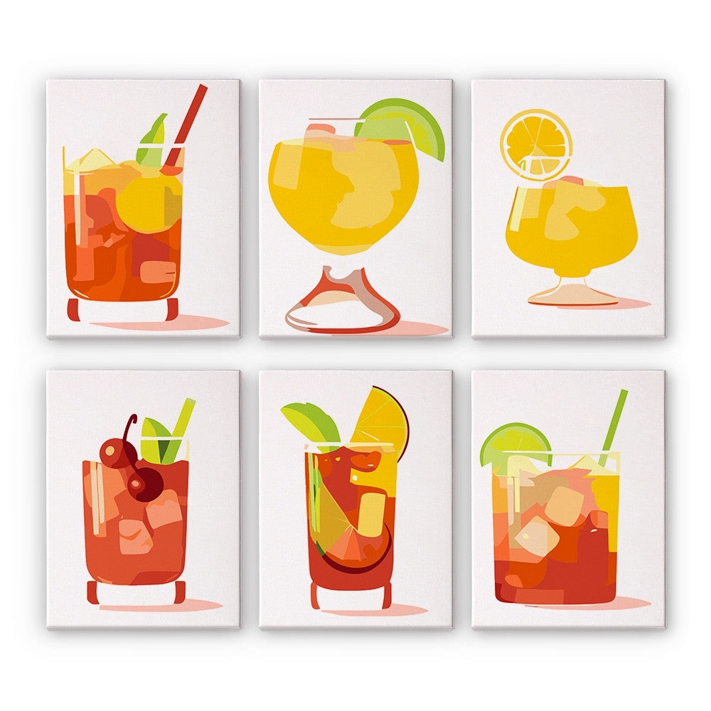 Peinture par numéros – Coffret de 6 toiles | Cocktails Tropicaux Figured'Art