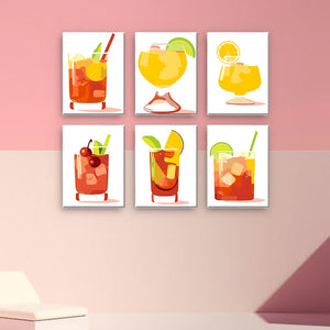 Peinture par numéros – Coffret de 6 toiles | Cocktails Tropicaux