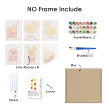 Charger l&#39;image dans la galerie, Peinture par numéros – Coffret de 6 toiles | Cocktails Tropicaux