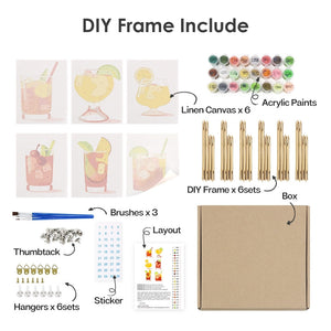 Peinture par numéros – Coffret de 6 toiles | Cocktails Tropicaux