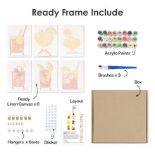 Charger l&#39;image dans la galerie, Peinture par numéros – Coffret de 6 toiles | Cocktails Tropicaux