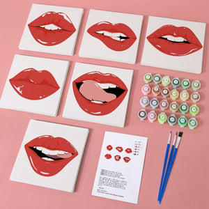 Peinture par numéros – Coffret de 6 toiles | Lèvres Rouges