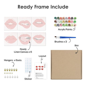 Peinture par numéros – Coffret de 6 toiles | Lèvres Rouges