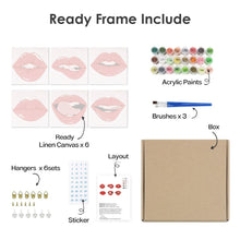 Charger l&#39;image dans la galerie, Peinture par numéros – Coffret de 6 toiles | Lèvres Rouges