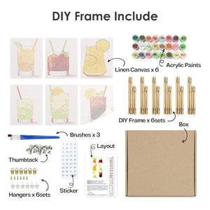 Peinture par numéros – Coffret de 6 toiles | Cocktails Estivaux Vibrants