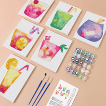 Charger l&#39;image dans la galerie, Peinture par numéros – Coffret de 6 toiles | Boissons Tropicales Colorées