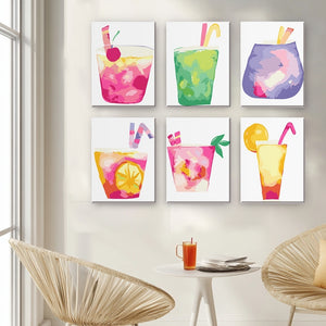 Peinture par numéros – Coffret de 6 toiles | Boissons Tropicales Colorées