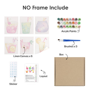 Peinture par numéros – Coffret de 6 toiles | Boissons Tropicales Colorées
