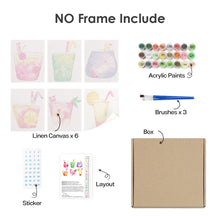 Charger l&#39;image dans la galerie, Peinture par numéros – Coffret de 6 toiles | Boissons Tropicales Colorées