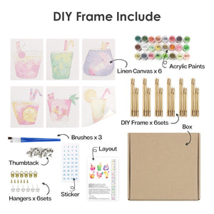 Peinture par numéros – Coffret de 6 toiles | Boissons Tropicales Colorées