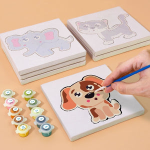 Peinture par numéros – Coffret de 6 toiles | Animaux Mignons