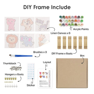 Peinture par numéros – Coffret de 6 toiles | Animaux Mignons