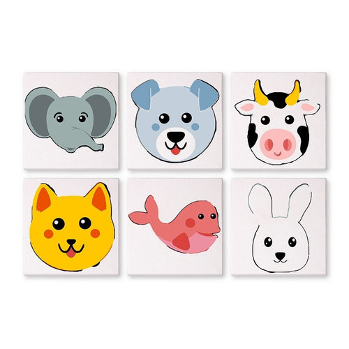 Peinture par numéros – Coffret de 6 toiles | Visages d’Animaux Mignons Figured'Art
