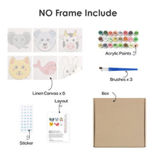 Charger l&#39;image dans la galerie, Peinture par numéros – Coffret de 6 toiles | Visages d’Animaux Mignons