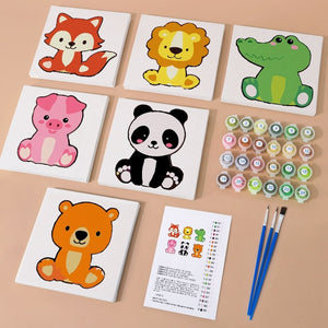 Peinture par numéros – Coffret de 6 toiles | Personnages d’Animaux Mignons