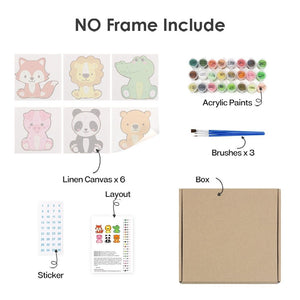 Peinture par numéros – Coffret de 6 toiles | Personnages d’Animaux Mignons