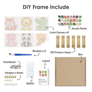 Peinture par numéros – Coffret de 6 toiles | Personnages d’Animaux Mignons
