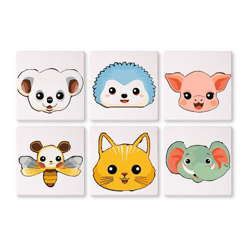 Peinture par numéros – Coffret de 6 toiles | Visages d’Animaux Mignons 2 Figured'Art