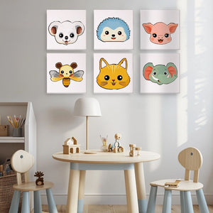 Peinture par numéros – Coffret de 6 toiles | Visages d’Animaux Mignons 2