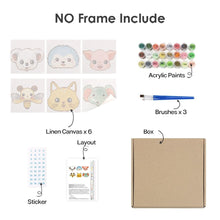 Charger l&#39;image dans la galerie, Peinture par numéros – Coffret de 6 toiles | Visages d’Animaux Mignons 2