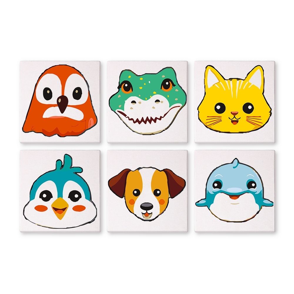 Peinture par numéros – Coffret de 6 toiles | Visages d’Animaux Mignons 3 Figured'Art