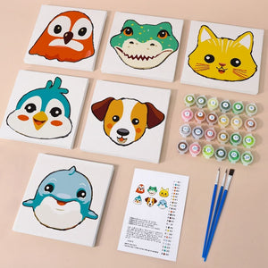 Peinture par numéros – Coffret de 6 toiles | Visages d’Animaux Mignons 3