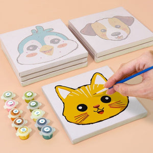 Peinture par numéros – Coffret de 6 toiles | Visages d’Animaux Mignons 3
