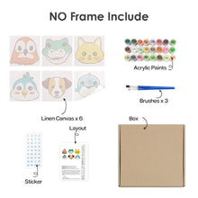 Charger l&#39;image dans la galerie, Peinture par numéros – Coffret de 6 toiles | Visages d’Animaux Mignons 3
