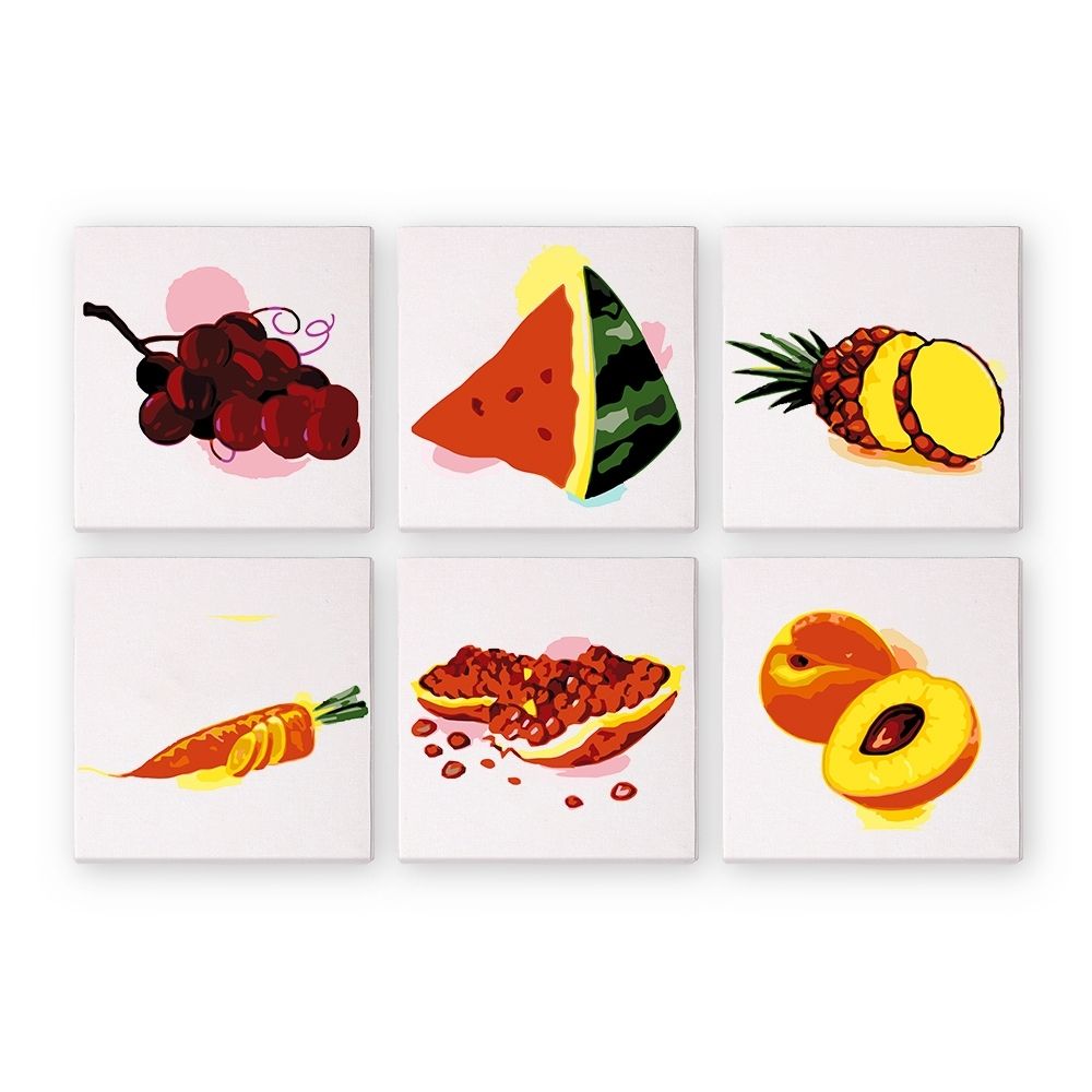 Peinture par numéros – Coffret de 6 toiles | Fruits et Légumes Figured'Art