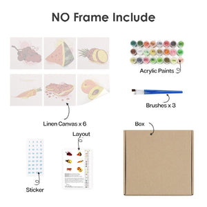 Peinture par numéros – Coffret de 6 toiles | Fruits et Légumes