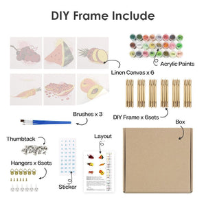 Peinture par numéros – Coffret de 6 toiles | Fruits et Légumes