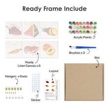 Charger l&#39;image dans la galerie, Peinture par numéros – Coffret de 6 toiles | Fruits et Légumes