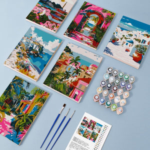 Peinture par numéros – Coffret de 6 toiles | Scènes Méditerranéennes