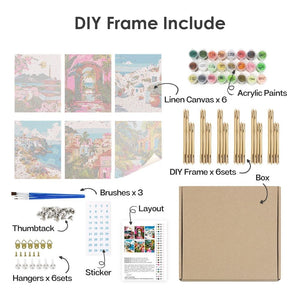 Peinture par numéros – Coffret de 6 toiles | Scènes Méditerranéennes